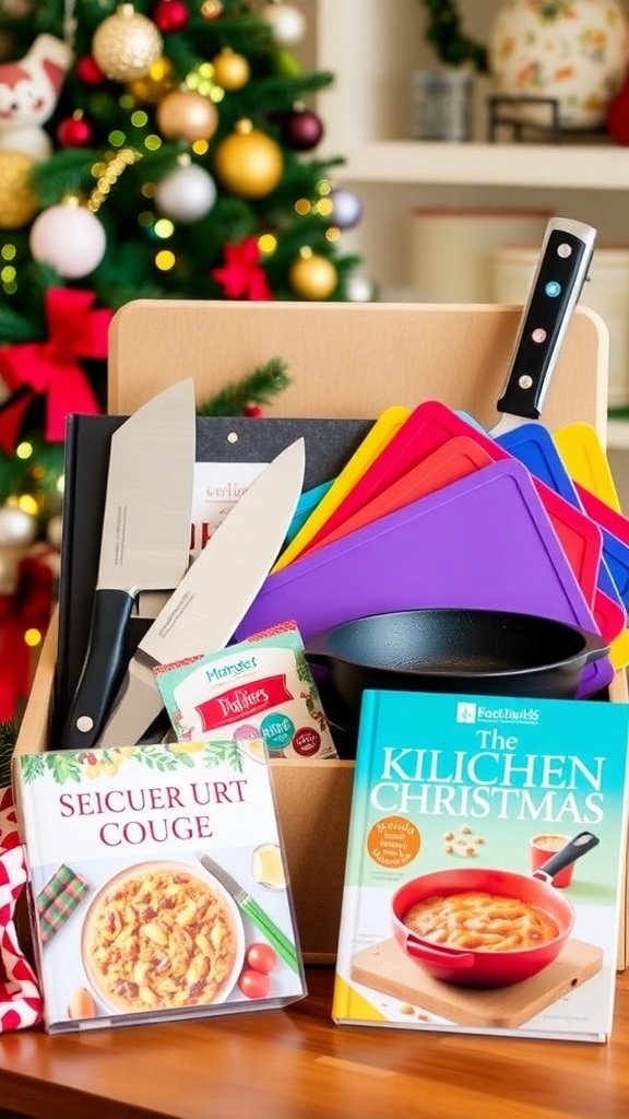 Christmas Gift Ideas for the Kitchen A collection of Christmas kitchen gifts including a chef